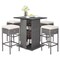 Square Outdoor Bar Table with 4 Stools for Backyard and Poolside